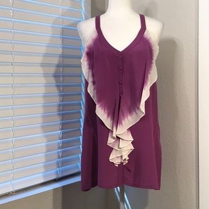 100% Silk Purple & White Tank Top
